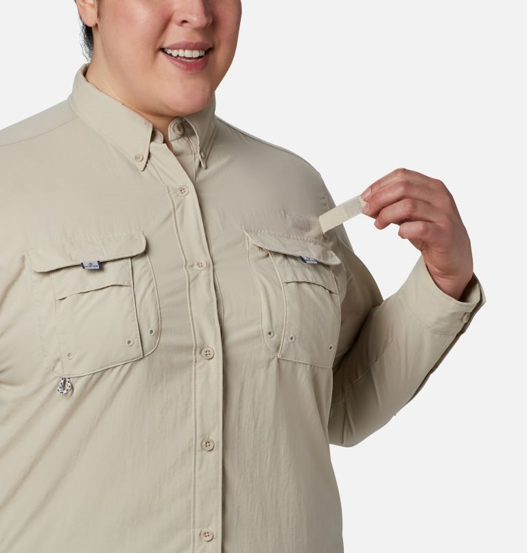 Women's Columbia PFG Bahama Long Sleeve Shirts Khaki | Plus Size CA-CA815